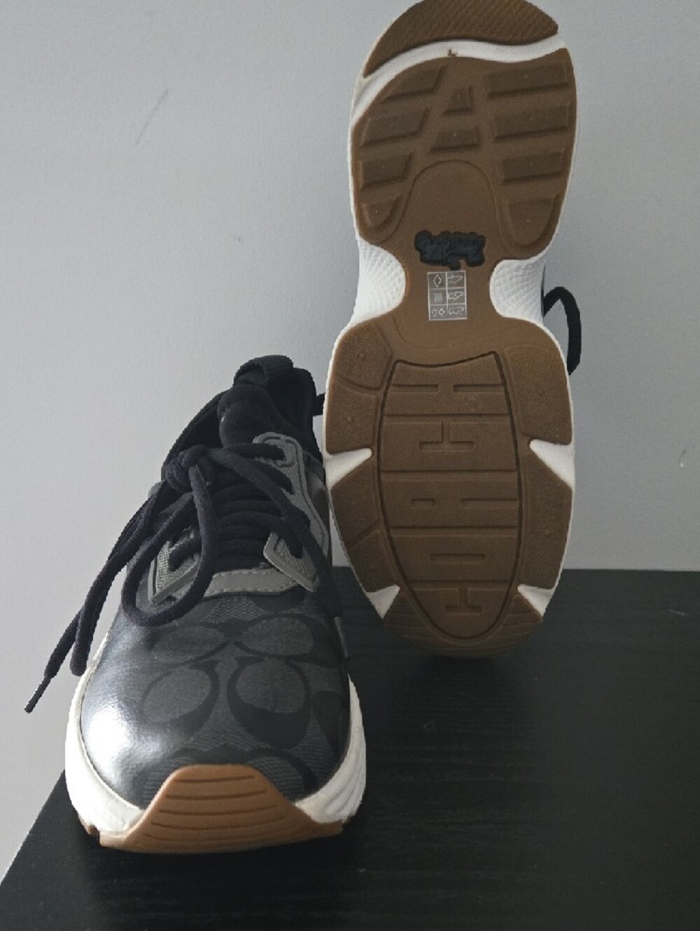 Coach Kids Black Signature Logo Lace-Up Sneakers - Picture 3 of 3